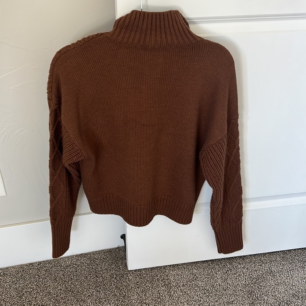 Rust Brown Noisy May Button Down Cableknit Sweate… - image 3